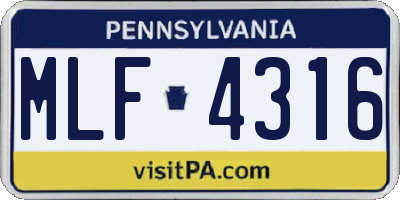 PA license plate MLF4316