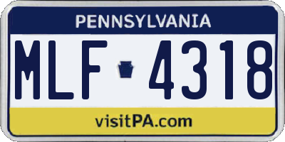 PA license plate MLF4318