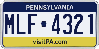 PA license plate MLF4321