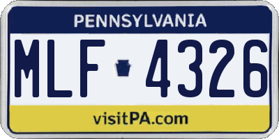 PA license plate MLF4326