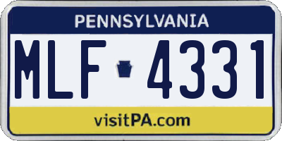 PA license plate MLF4331