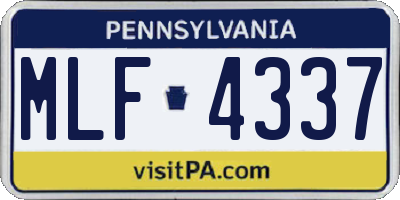 PA license plate MLF4337