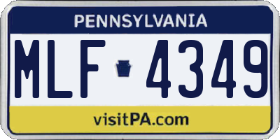 PA license plate MLF4349
