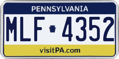 PA license plate MLF4352