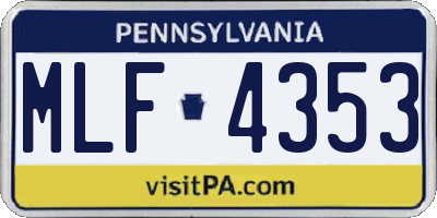 PA license plate MLF4353