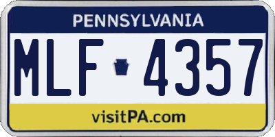 PA license plate MLF4357