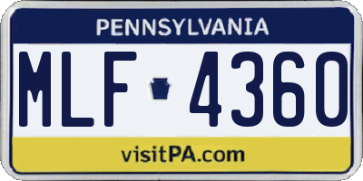 PA license plate MLF4360