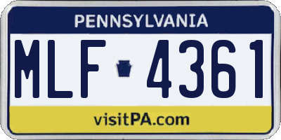 PA license plate MLF4361
