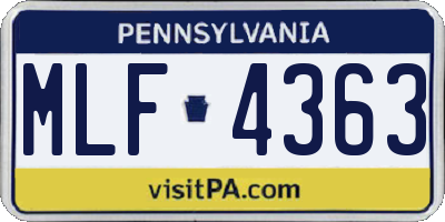 PA license plate MLF4363