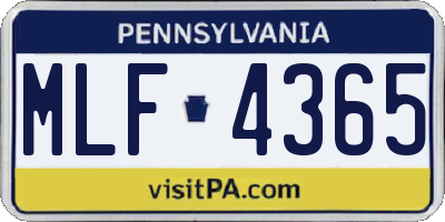 PA license plate MLF4365
