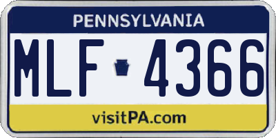 PA license plate MLF4366