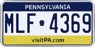 PA license plate MLF4369