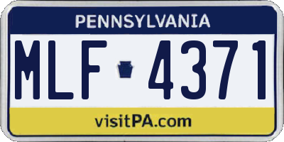 PA license plate MLF4371
