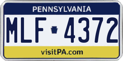 PA license plate MLF4372