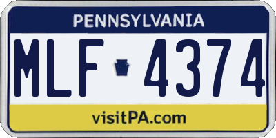 PA license plate MLF4374