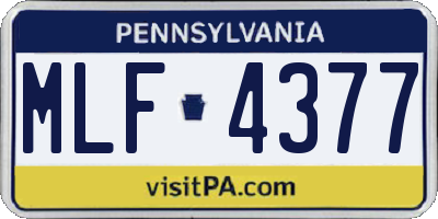 PA license plate MLF4377