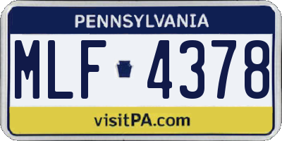 PA license plate MLF4378