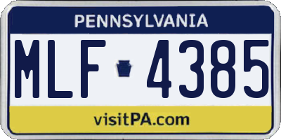 PA license plate MLF4385