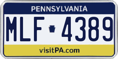 PA license plate MLF4389