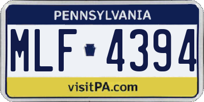 PA license plate MLF4394