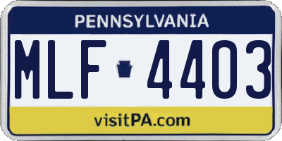 PA license plate MLF4403