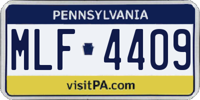 PA license plate MLF4409