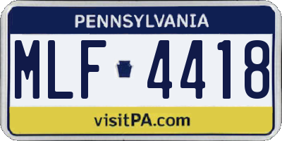 PA license plate MLF4418