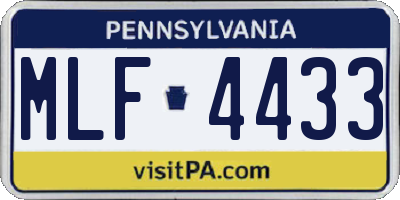 PA license plate MLF4433