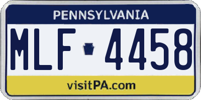 PA license plate MLF4458