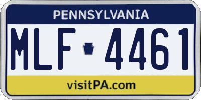 PA license plate MLF4461