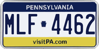 PA license plate MLF4462