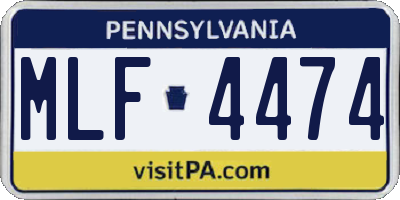 PA license plate MLF4474