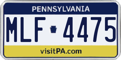 PA license plate MLF4475