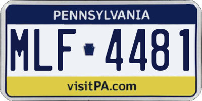 PA license plate MLF4481