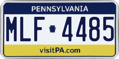 PA license plate MLF4485
