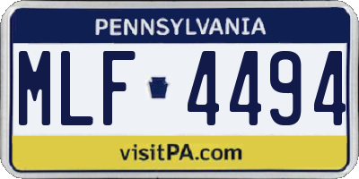 PA license plate MLF4494