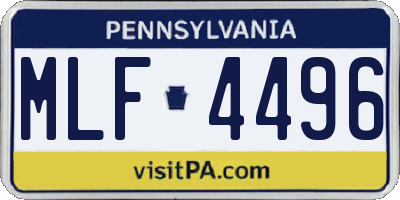 PA license plate MLF4496