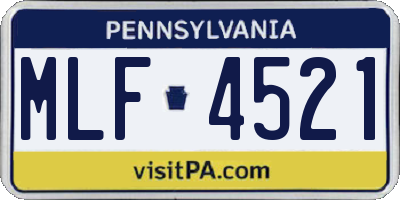 PA license plate MLF4521