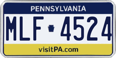 PA license plate MLF4524