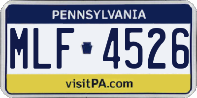 PA license plate MLF4526