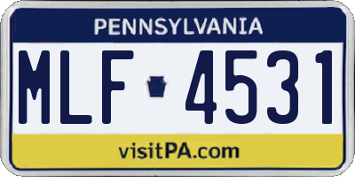 PA license plate MLF4531