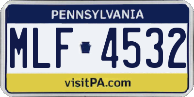 PA license plate MLF4532