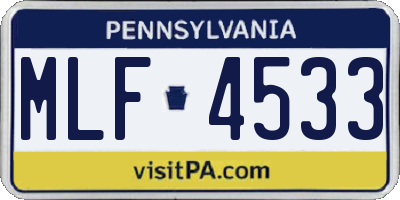 PA license plate MLF4533