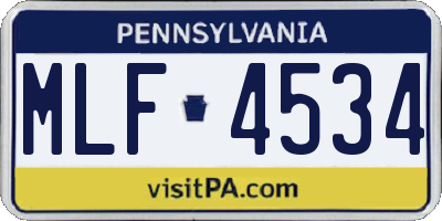 PA license plate MLF4534