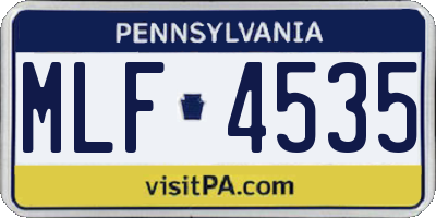 PA license plate MLF4535