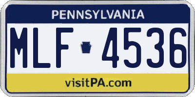 PA license plate MLF4536