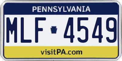 PA license plate MLF4549