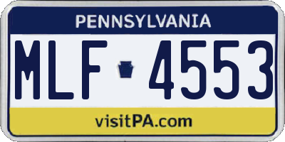 PA license plate MLF4553