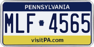 PA license plate MLF4565