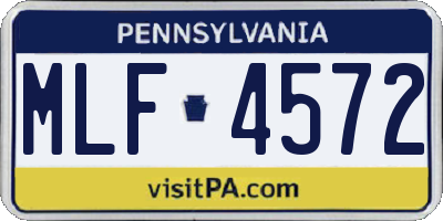 PA license plate MLF4572